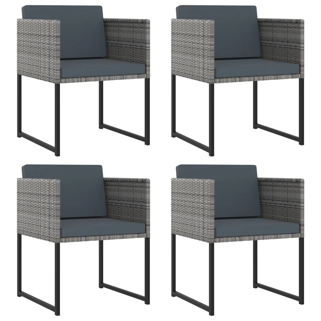 Set Pranzo da Giardino 9 pz con Cuscini in Polyrattan Grigio cod mxl 43658