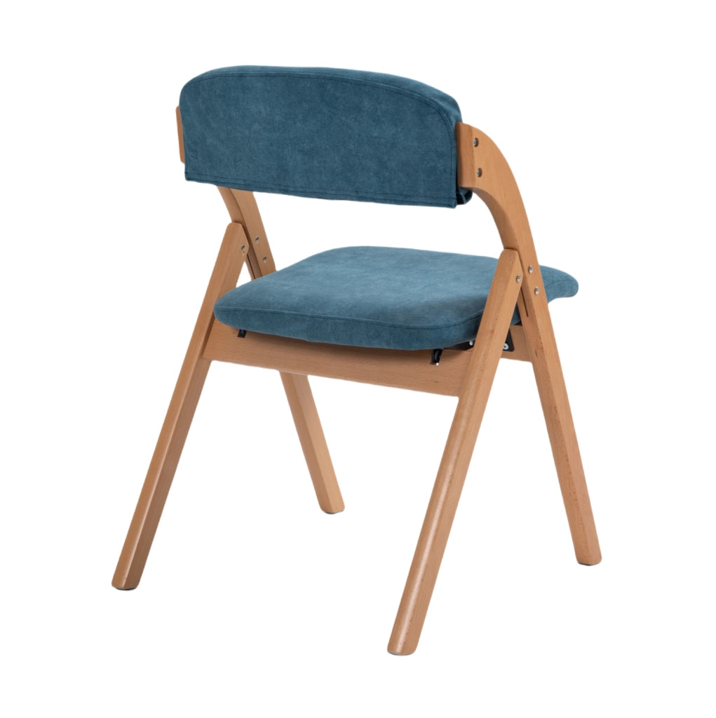 Set di 2 sedie pieghevoli con seduta imbottita; schienale confortevole in legno; blu