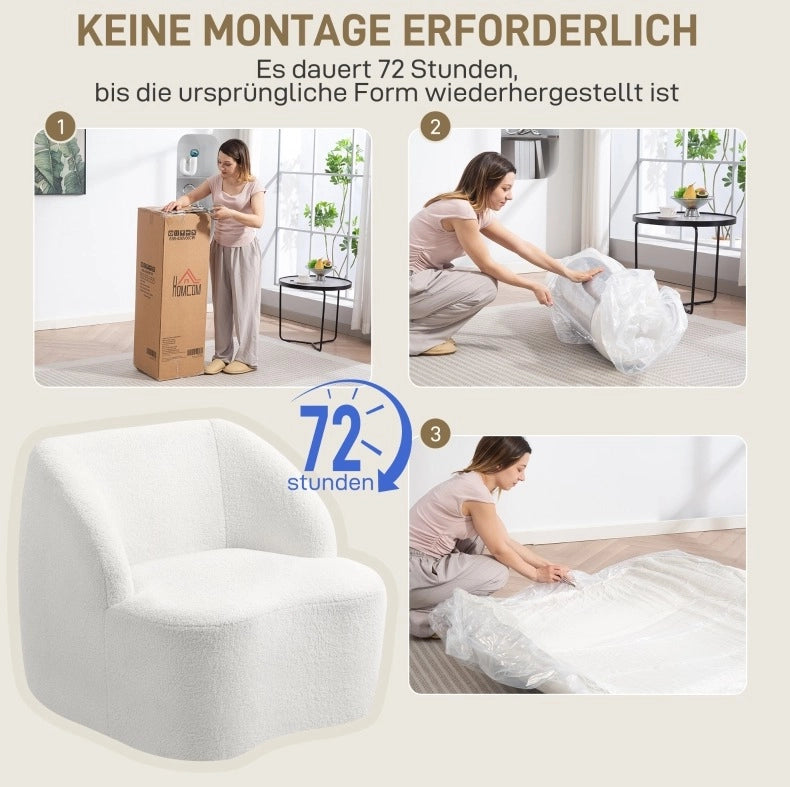Divano moderno in poliestere color crema