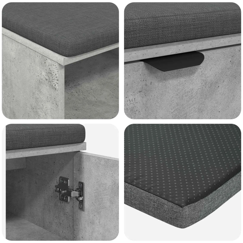 Panca per ingresso con cuscino Grigio Cemento 100 x 38 x 46 cm 891515