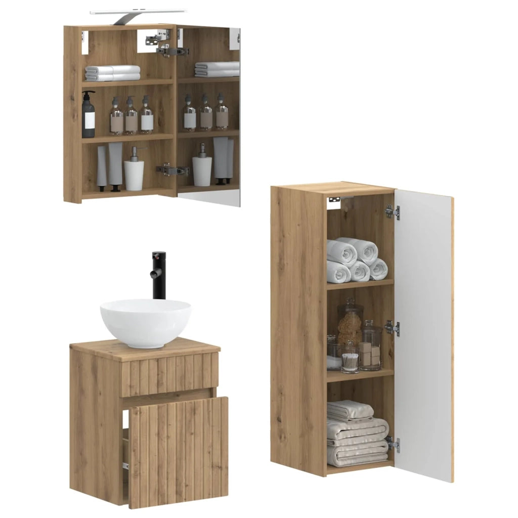 Set di mobili per il bagno 4 pcs Rovere Artigianale 3407462