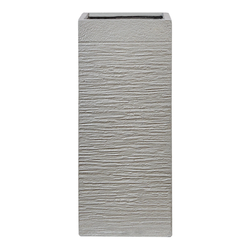 Vaso da fiori in argilla da giardino alto 26 x 26 x 60 cm resistente ai raggi UV grigio chiaro