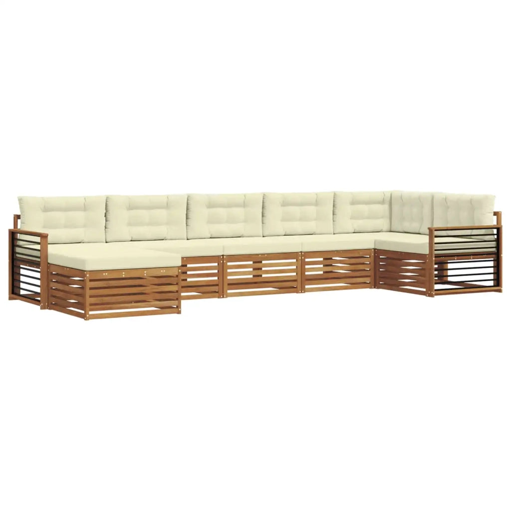 Set di divani da esterno con cuscino 7 pcs Naturale e Crema