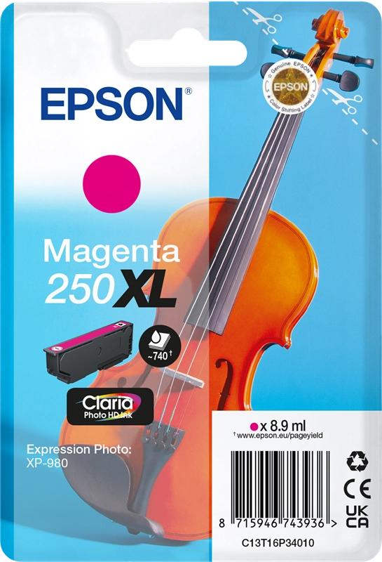 Epson 250XL Violin Claria Photo HD cartuccia d'inchiostro 1 pz Originale Resa elevata (XL) Magenta
