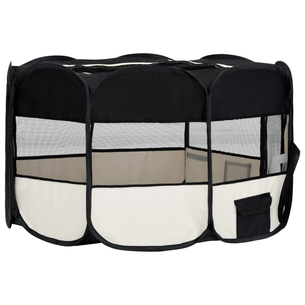 Box pieghevole per cani con borsa per il trasporto 145 x 145 x 61 cm nero 02_0001729