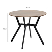 TAVOLO ROTONDO DA SOGGIORNO PER 2 PERSONE CON SOSTEGNO A X, IN LEGNO E ACCIAIO,Ø90 X 76AH CM, NERO E MARRONE
