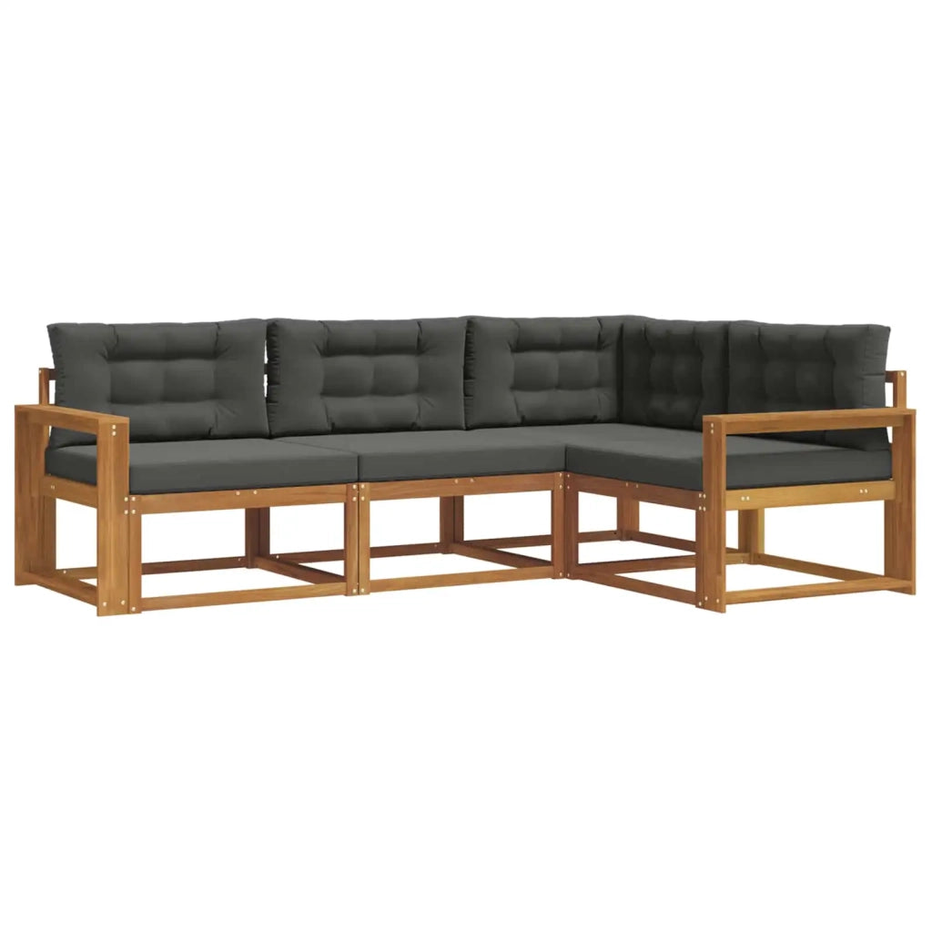 Set di divani da esterno con cuscino 4 pcs Naturale e Antracite