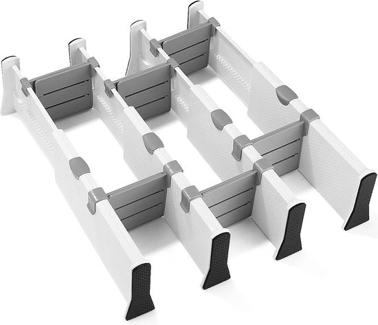 Set di 4 organizzatori per cassetti, regolabili, (28 - 44,5 cm, 10 cm alto)