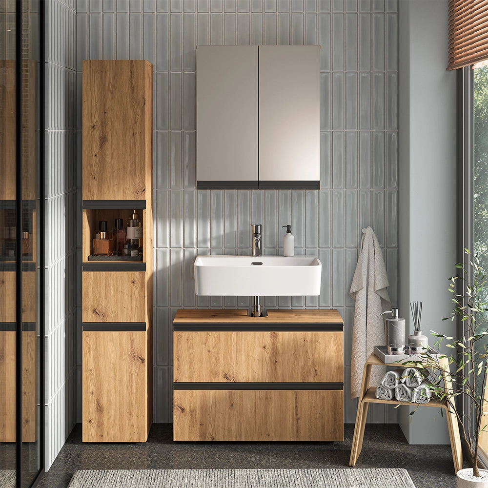 Vicco Set di mobili da bagno Artigiano 3 parti, con colonna