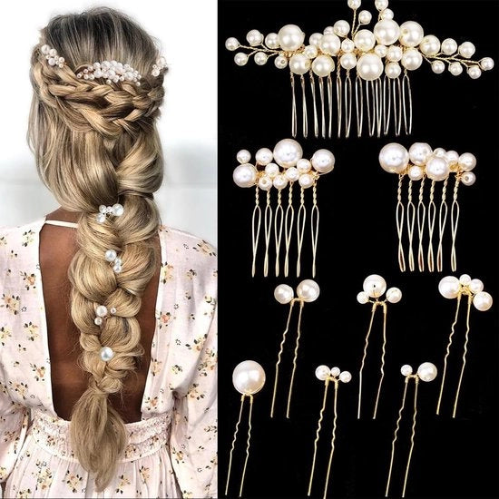 Set di accessori per capelli - Combinazioni e spille in oro - Accessori di alta gamma per matrimoni e occasioni speciali...