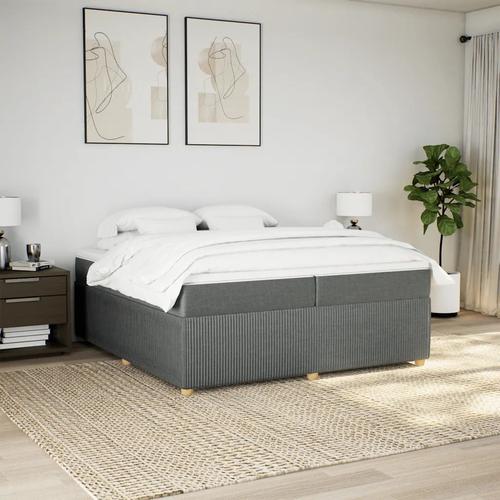 Giroletto a Molle con Materasso Grigio Scuro 200x200 cm Tessuto