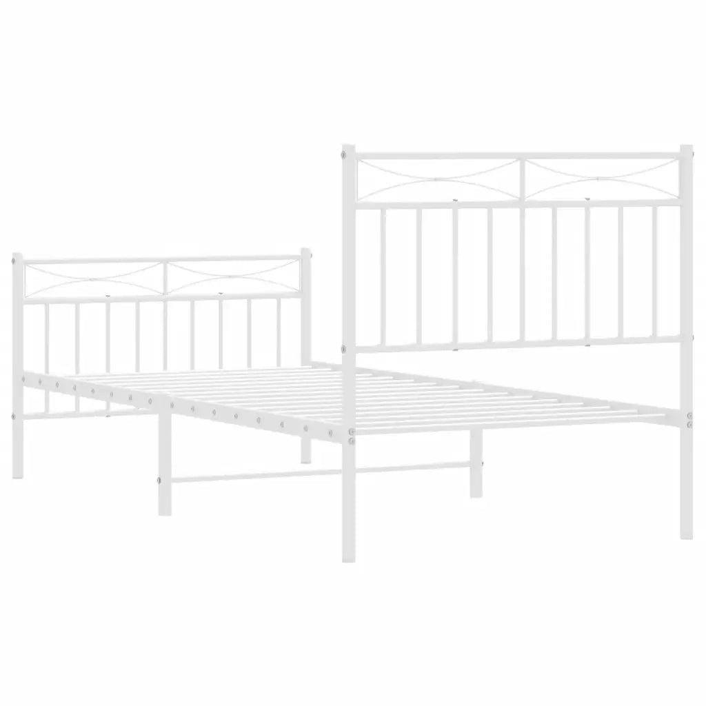 Giroletto con Testiera e Pediera-Struttura Letto Metallo Bianco 90x200 cm 564059