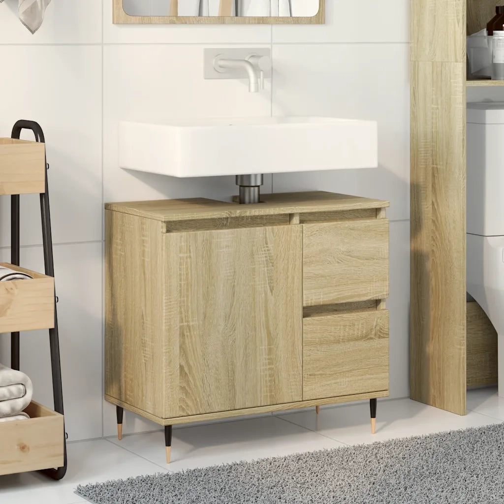vidaXL Mobile Lavabo da Bagno Rovere Sonoma 65x33x60 cm in Truciolato