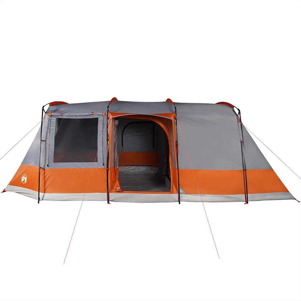 Tenda da Campeggio | Tenda Familiare a Tunnel per 4 Persone Grigio e Arancione