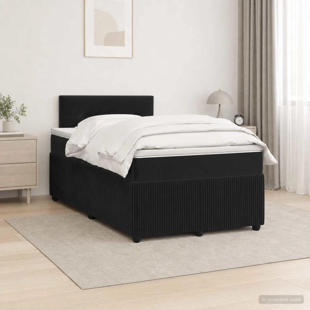 Letto box spring con materasso Nero 120 x 190 cm Velluto 3451639