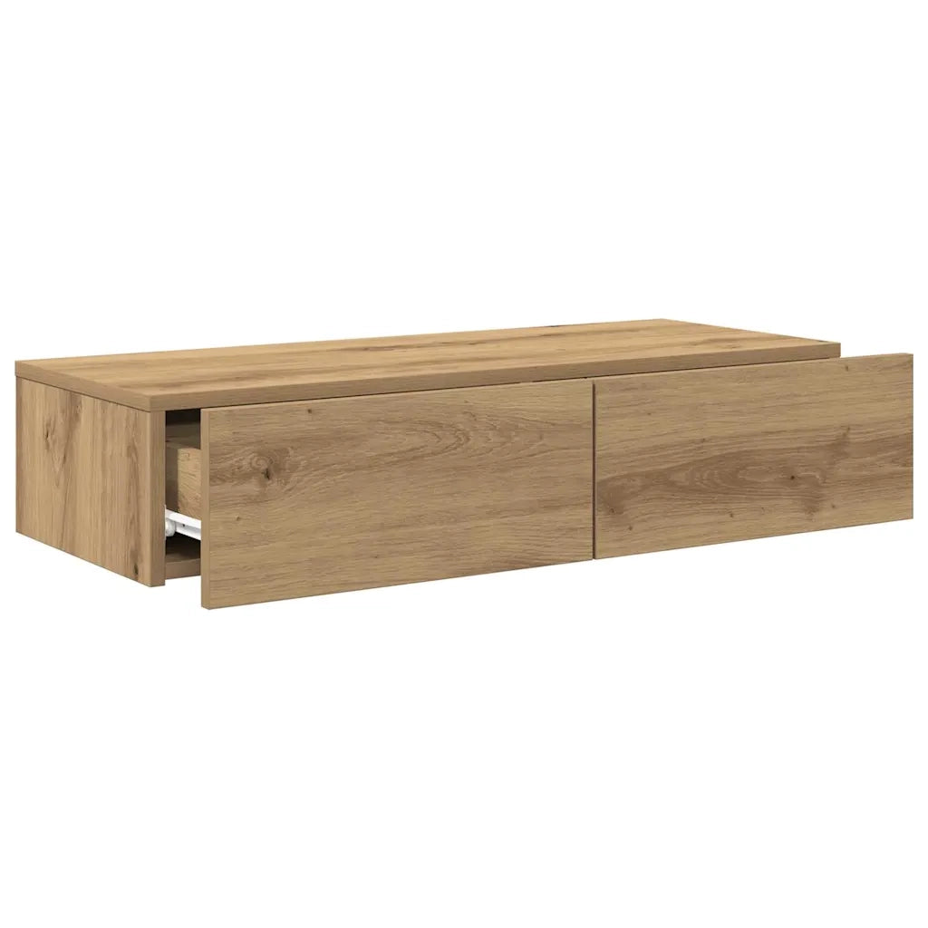 Scaffale a Parete con Cassetti Rovere 80x33x17 cm in Truciolato 859985