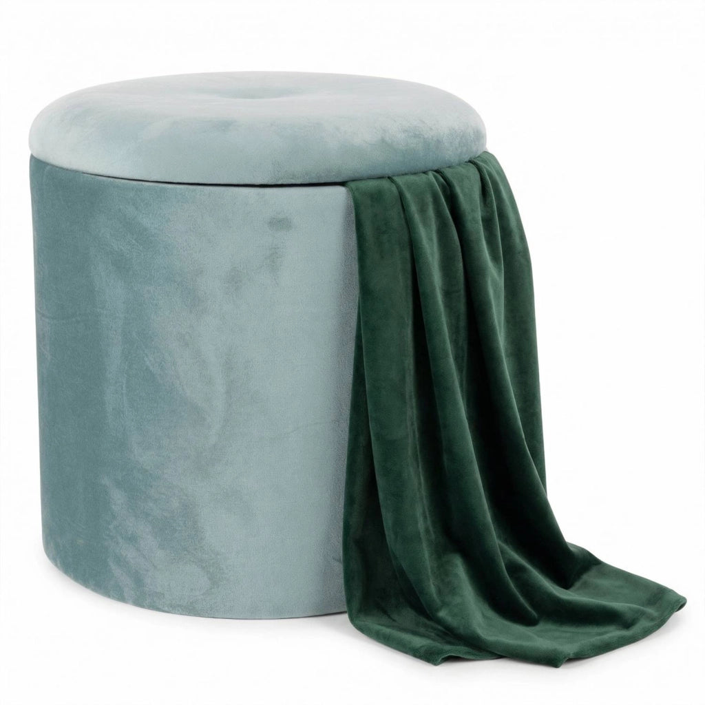 Marvin Pouf Contenitore in Velluto Selina Sgabello Salvaspazio con Vano Portaoggetti Seduta Moderna Elegante per Soggior
