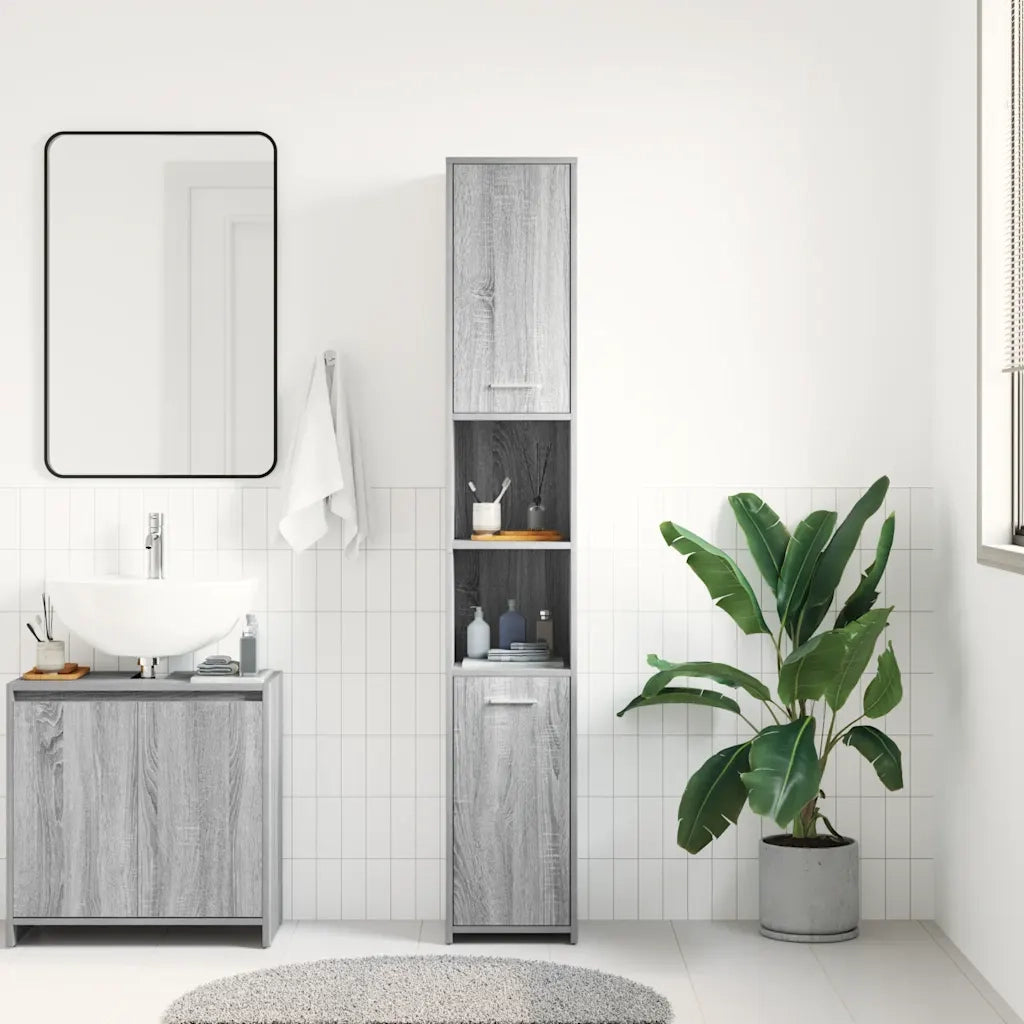 Armadietto Bagno | Armadio da bagno Grigio Sonoma 30x30x183,5 cm Legno tecnico