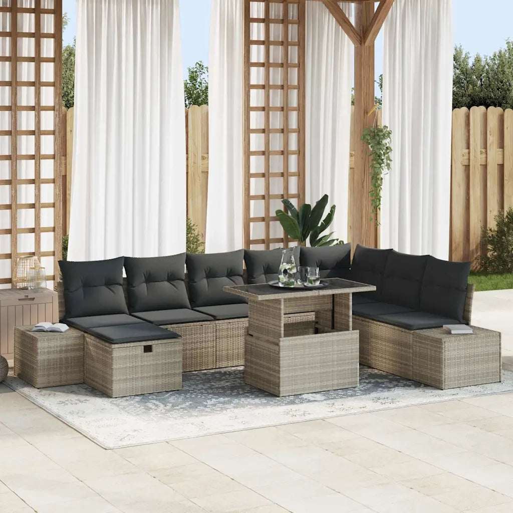 Set Divano da Giardino 11 pcs Grigio chiaro Poly Rattan 3359899