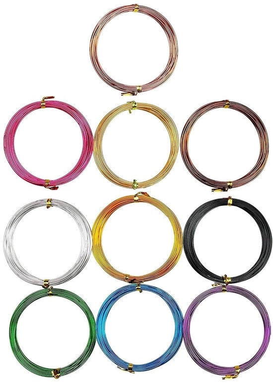 Cavo di Alluminio 50 m - 10 Colori - Flessibile - Leggero - Inox - Per Gioielleria/Artigianato - Filo di Riciclaggio