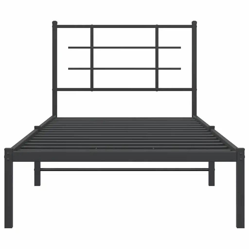 Giroletto con Testiera-Struttura Letto con testiera in Metallo Nero 90x200 cm 703494