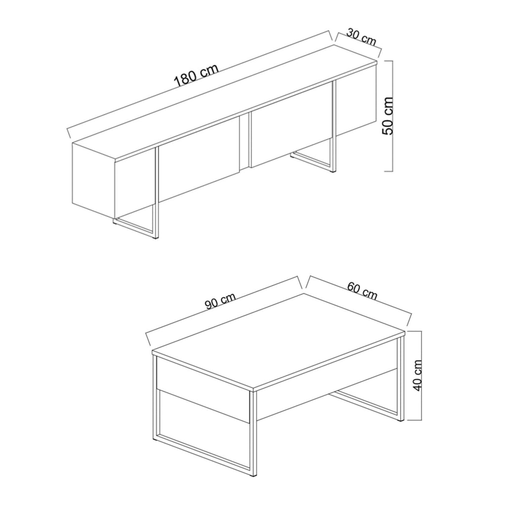 Mornasco, set Mobili da Soggiorno Modulabile, Marrone Noce