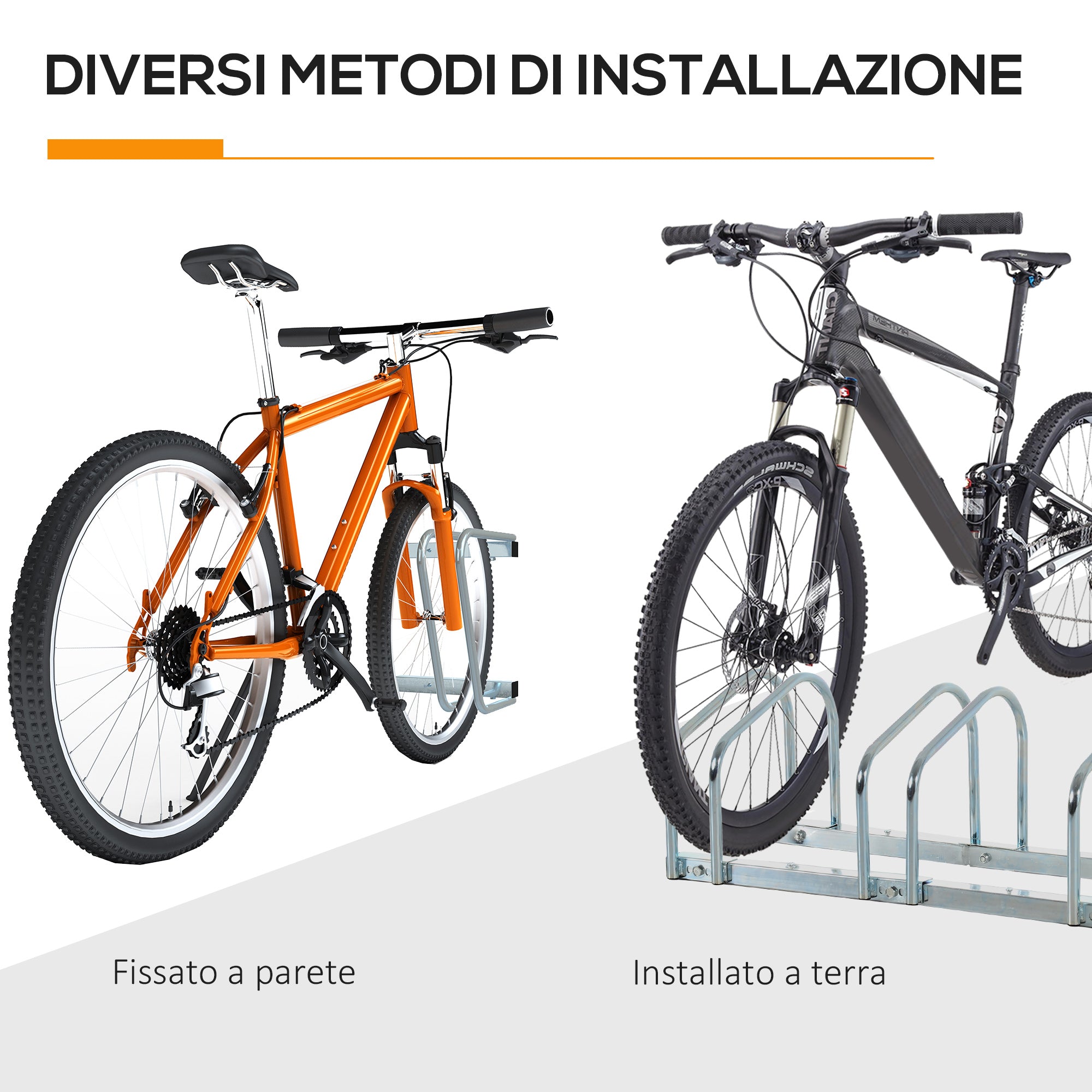 Rastrelliera Porta Biciclette 4 Posti 110x33x27 cm in Acciaio Argento