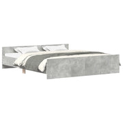 Letto matrimoniale | Letto per adulti | Giroletto con Testiera e Pediera Grigio Cemento 180x200 cm