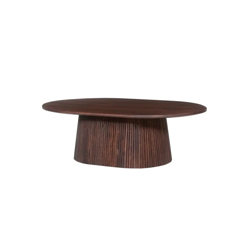Tavolino basso ovale MITCHEL – Legno esotico di mango marrone scuro 120x70 cm