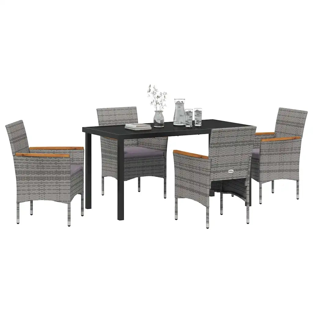 Set da Pranzo per Giardino con cuscino 5 pcs Grigio polyrattan 3379760