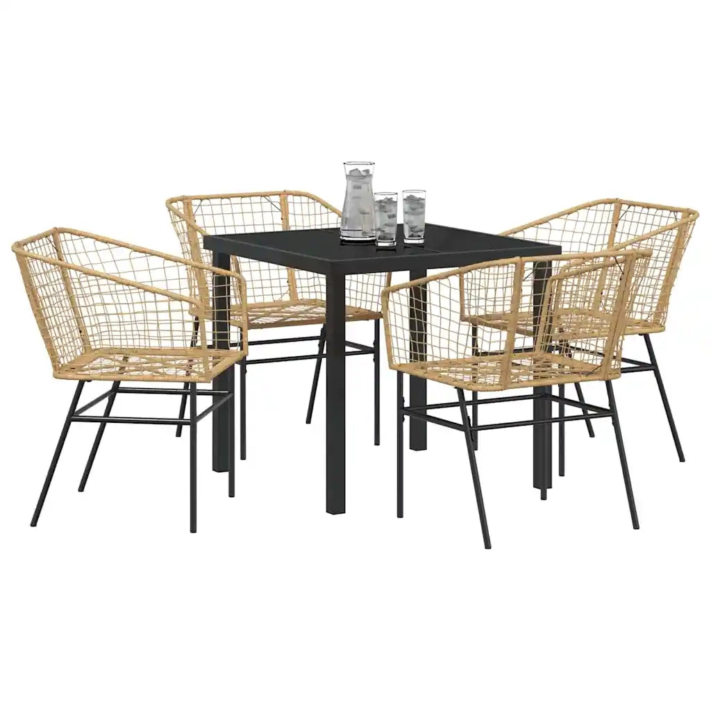Set da Pranzo per Giardino 5 pcs Marrone polyrattan 3380898