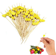Spiedini per Cocktail 100 pezzi - Denti a forma di cuore in legno - Articoli per feste - Decorazioni per frutta/torta/cocktail - Ambientalmente sostenibile - Fatti a mano