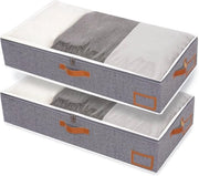 Cassetto di Archiviazione Sotto Letto a 2 Vestiabili - Opportunità di Apertura con Finestra Vetrata - Grigio 80x40x15cm