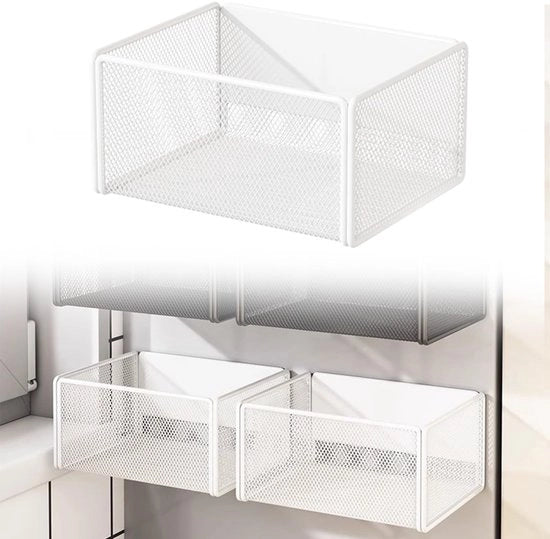 Organizzatore magnetico per cucina - Raccoglitore magnetico - Contenitore magnetico per oggetti - Supporto metallico - Facile da installare - Adatto per superfici magnetiche - Contenitore magnetico per oggetti