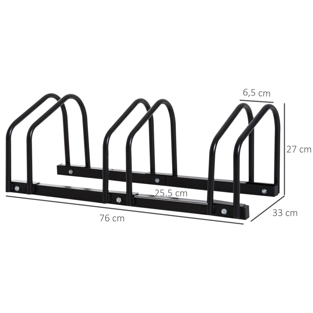 Portabiciclette per 3 Bici ¨C Zephmum ¨C Acciaio 76x33x27 cm Nero