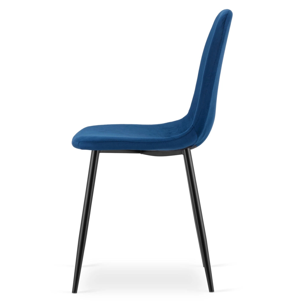 Sedia Padva in velluto blu scuro con gambe nere