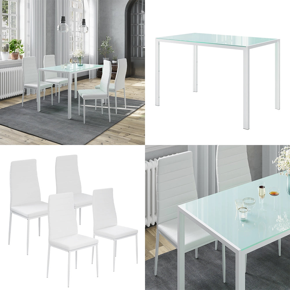 Vicco Set da pranzo Bianco 120 x 75 cm con 4 sedie