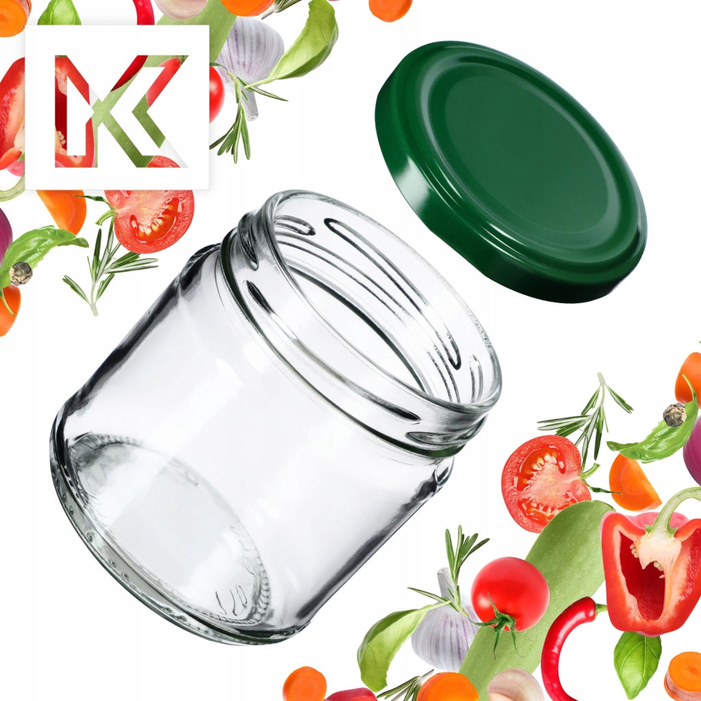 Barattoli per conserve KADAX Lerma 200 ml 50 pezzi 66 mm + coperchi verdi