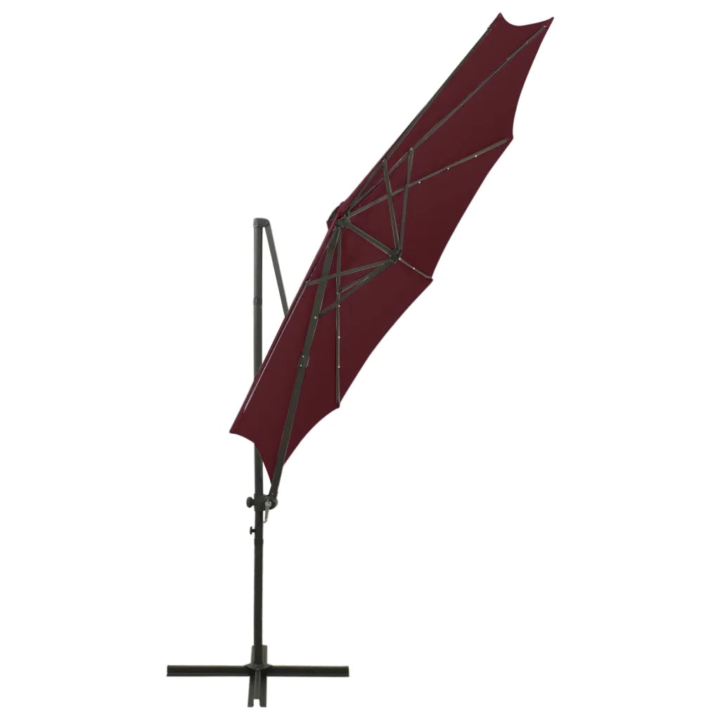 Ombrellone a Sbalzo con Palo e Luci a LED-Ombrello da giardino Bordeaux 300 cm 381812