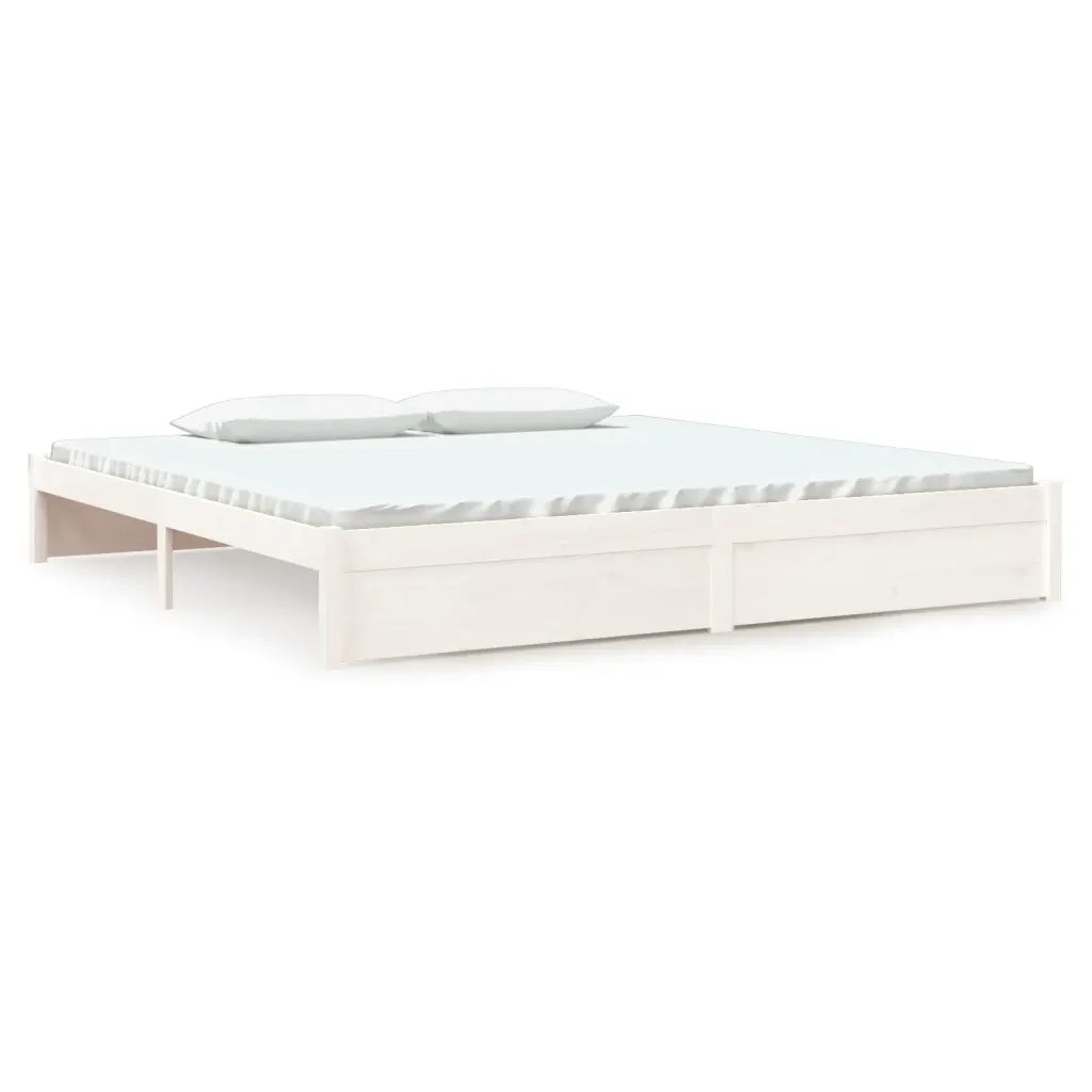Giroletto-Struttura Letto Bianco in Legno Massello 200x200 cm 124167