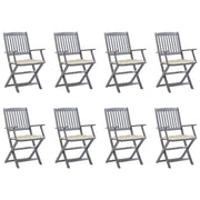 Sedie da Giardino Pieghevoli 8 pz con Cuscini Massello Acacia cod mxl 7131