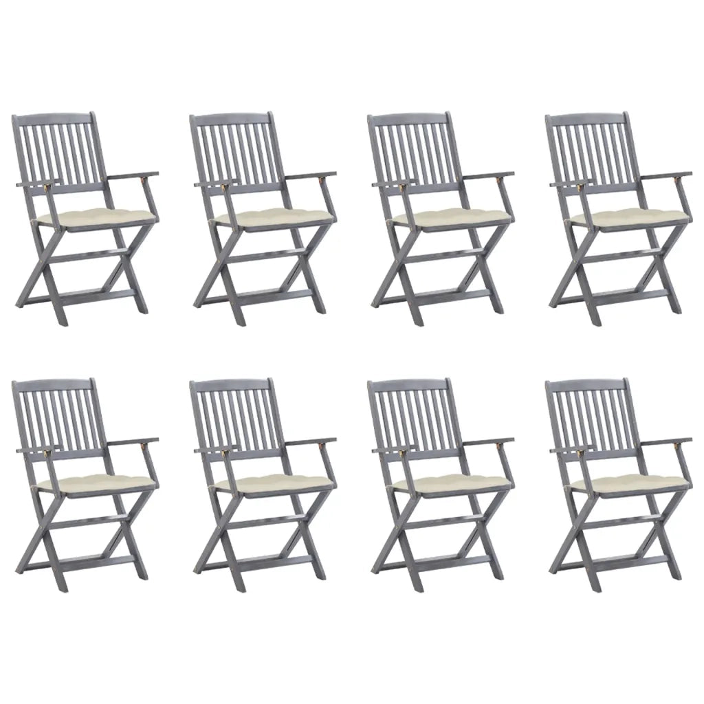 Sedie da Giardino Pieghevoli 8 pz con Cuscini Massello Acacia cod mxl 7131