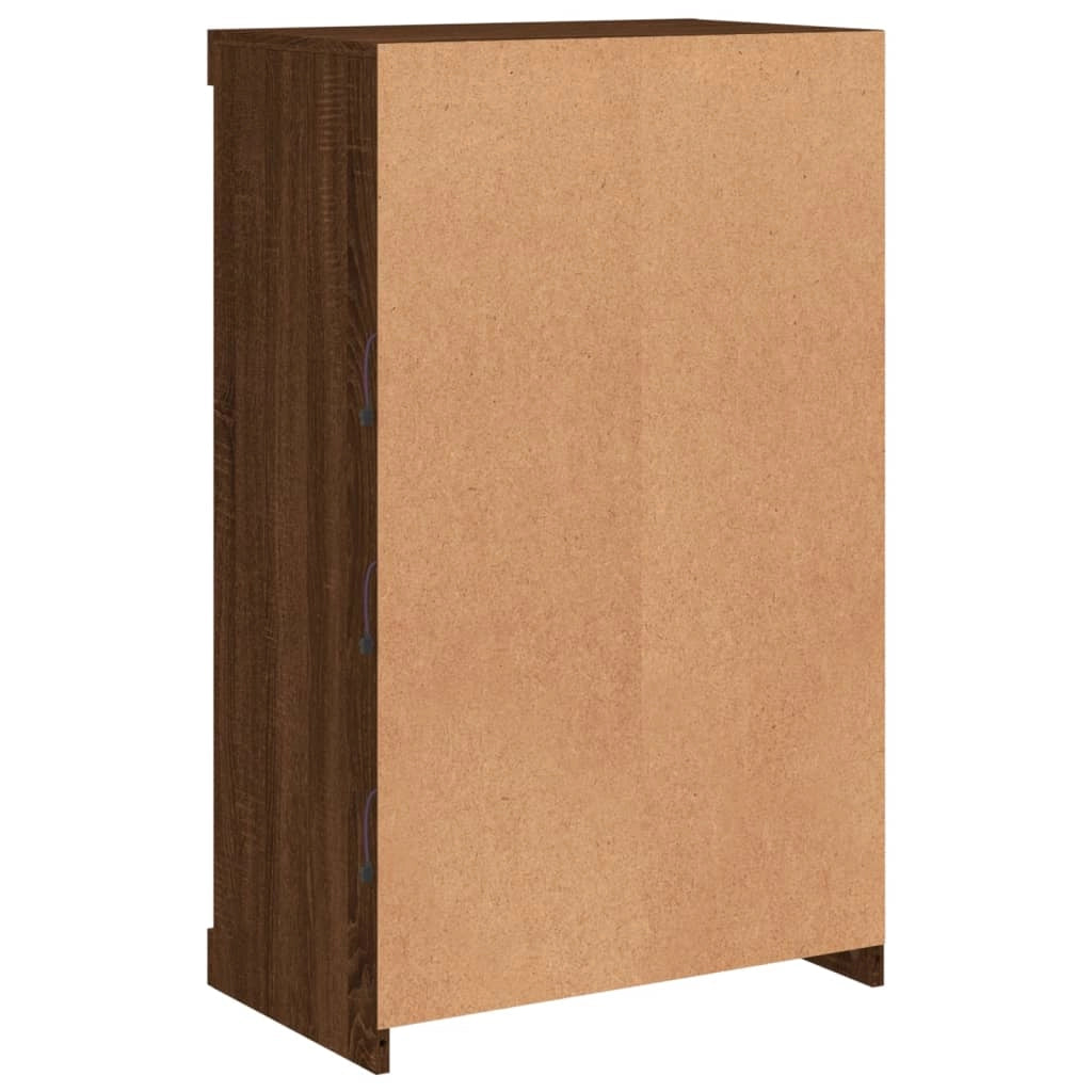 Credenza cassettiera armadio mobile contenitore organizer per cucina soggiorno salotto con luci LED 60,5 x 37 x 100 cm marrone 02_0029925