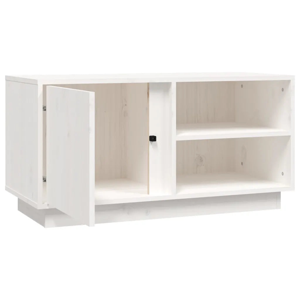 Mobile Porta TV Bianco 80x35x40,5 cm in Legno Massello di Pino 814465