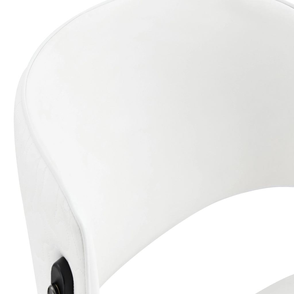 Set di sedie da pranzo a 2 posti in PU bianco con schienale curvo e piedini antiscivolo 74 × 53,5 × 51 cm