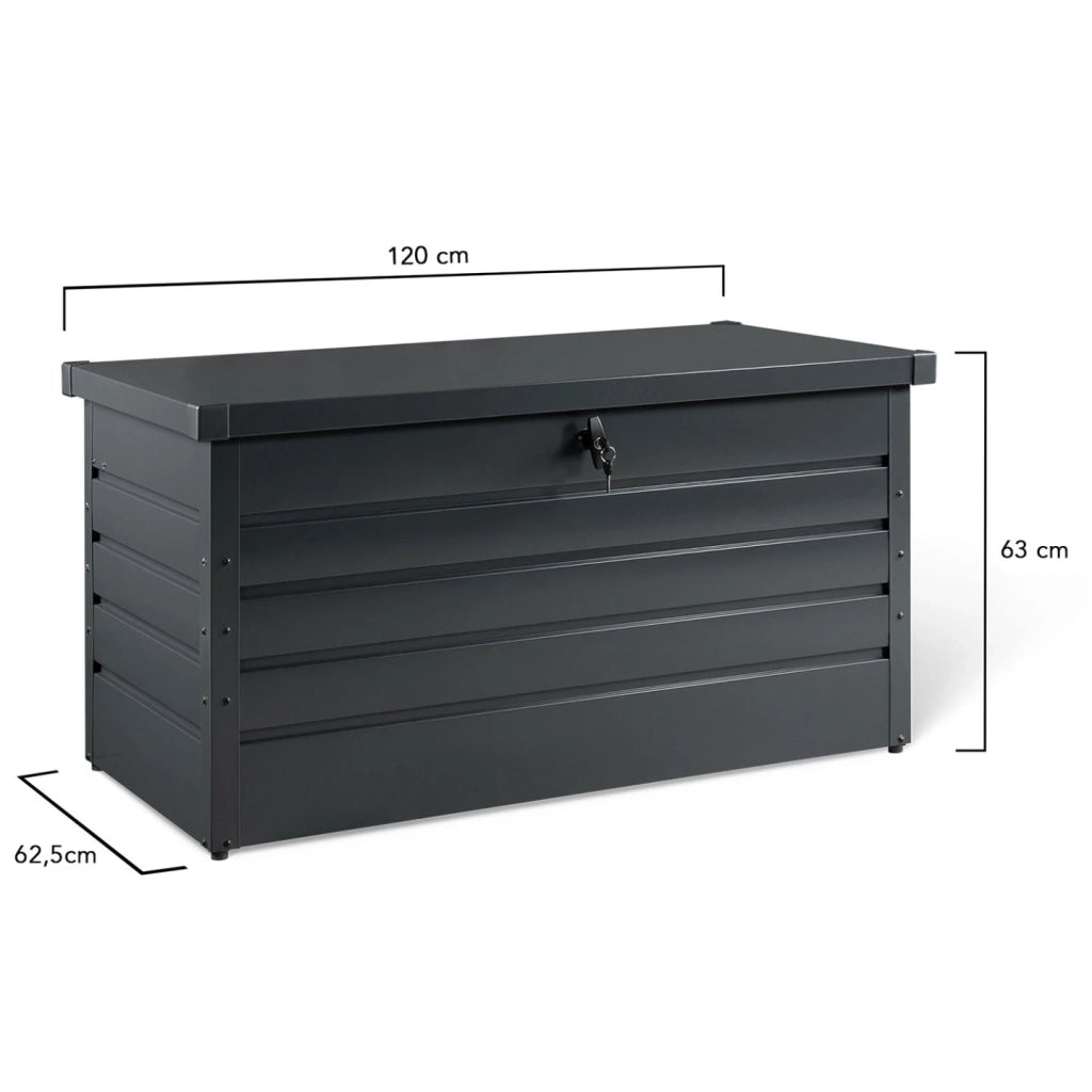 IDMarket - Baule contenitore metallico con serratura grigio antracite per giardino 350L