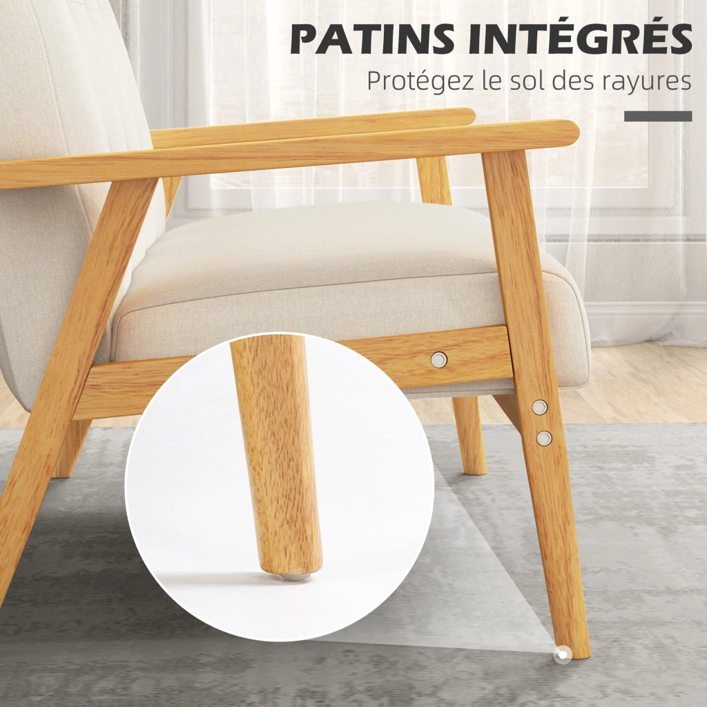 Divano 2 posti ¨C Xylo ¨C tessuto beige con schienale capitonn¨¦ e braccioli imbottiti