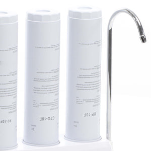 Naturewater Filtro acqua NW-3-PPCTOUF, Sistema di filtrazione a 3 livelli con cartucce, Filtro da banco