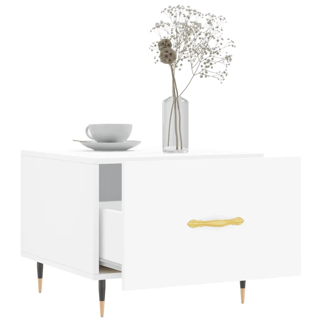 Tavolino da Salotto Bianco 50x50x40 cm in Legno Multistrato 829348
