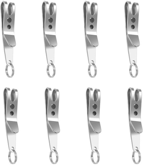 Clip per Chiave in Acciaio Inox - 8 Pezzi - 38x7mm - Clip Multifunzionale per Portachiavi